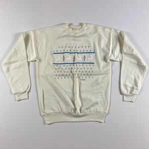 Vintage Hanes Sweatshirt Womens Lake Tahoe Nevada Ivory Size Large